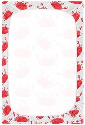Qilmy Red Cute Crabs Crib Sheet for Babies