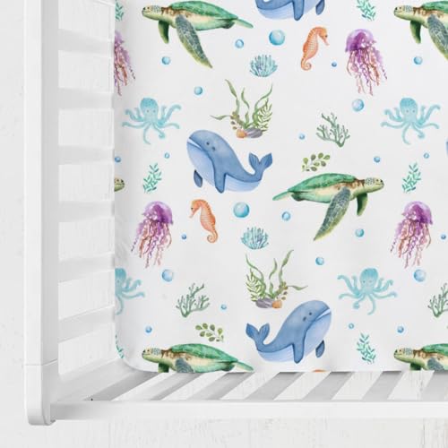 Cute Sea Animals Crib Sheets 52x28