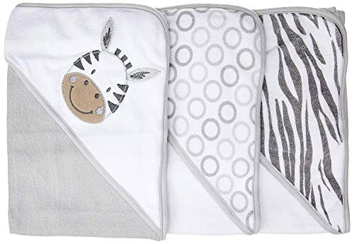 Spasilk Baby Hooded Towel Set 3 Pack Grey Zebra