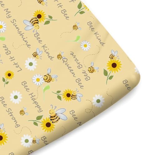 Sweet Bees Honey Sunflowers Daisy Fitted Crib Sheet 52x28