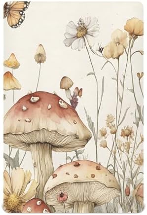 Qilmy Vintage Mushrooms Fitted Crib Sheet 28x52in