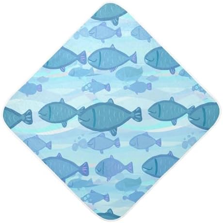 Bulletgxll Blue Swimming Fish Baby Hooded Towel
