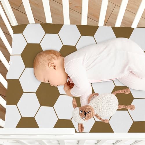 Brown White Soccer Ball Crib Sheets for Baby Toddler