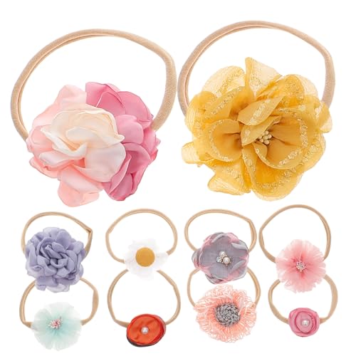 CIMAXIC 10-Pack Safe Baby Headband Set with Flower Headdress