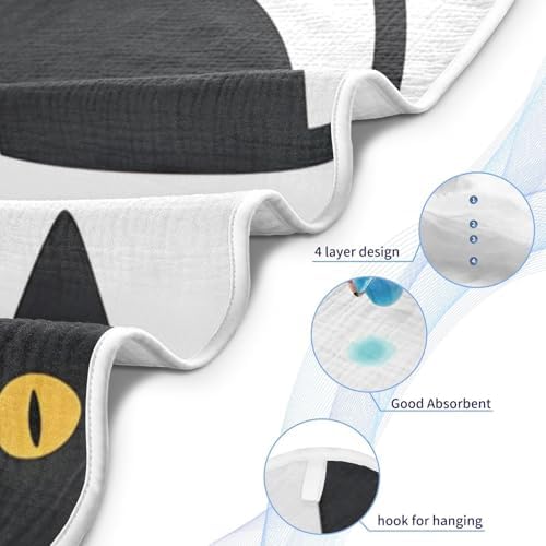 Doodle Cute Black Cat Baby Bath Towel for Boys Girls