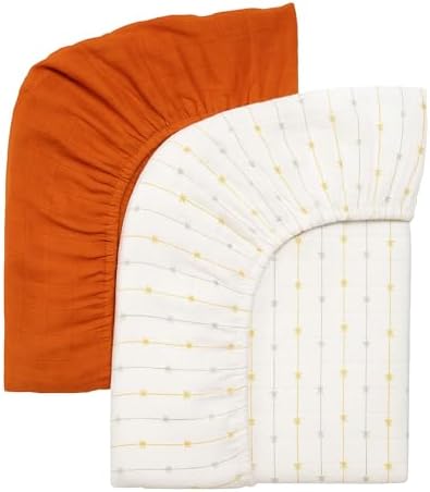 Salt Earth Organic Cotton Muslin Crib Sheets 2 Pack 52x28 Neutral Print