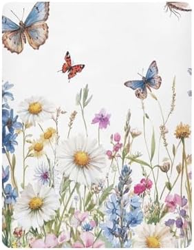 Qilmy Wildflowers and Butterflies Fitted Crib Sheet for Kids