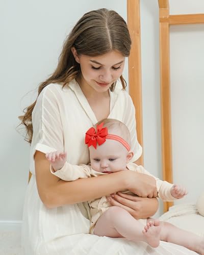 Jollybows 40pcs Baby Girls Grosgrain Ribbon Hair Bows Headbands 12pcs Nylon Elastic Headbands
