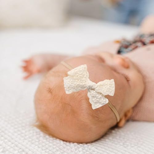 10pcs Soft Nylon Baby Bow Headbands Handmade for Newborns and Toddlers