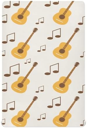 KICPOAY Classical Guitar Note Crib Sheets Stretchy Playard Sheets for Baby