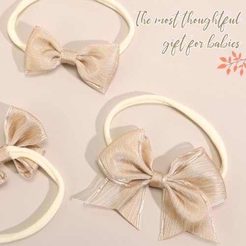 3PCS Baby Girl Bows Stretchy Headbands for Newborn Toddler