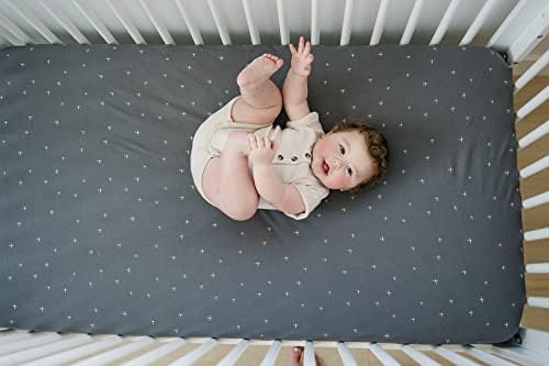 Ecolino Organic Cotton Fitted Crib Sheet with Slate Twinkle Dots