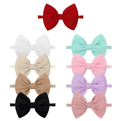 YanJie 9PCS Nylon Bow Headbands for Baby Girls