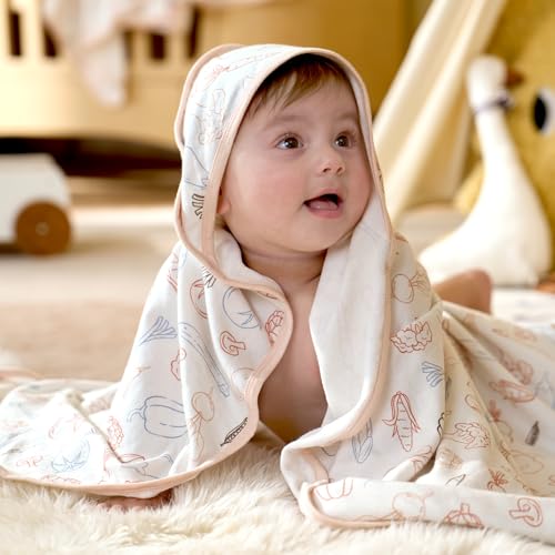 Momcozy Best Wishes Baby Towel Set with Hood - Soft Absorbent