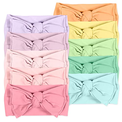 HonestBaby Girls Organic Cotton Knotted Headbands 10-Pack Rainbow