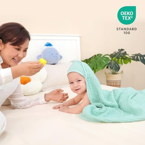 Davids Kids 2 Pack Hooded Baby Towels 32x32 Inch Grey Green