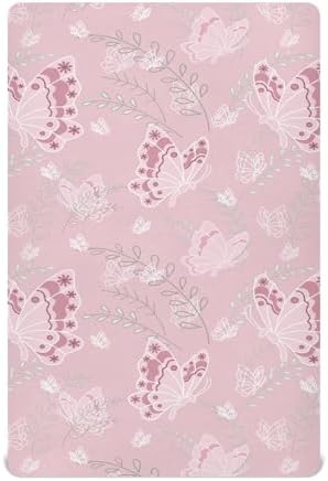 Butterflys Light Pink Fitted Crib Sheets for Baby