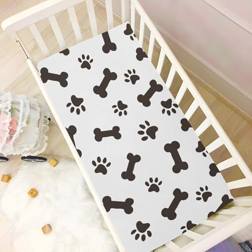 KICPOAY Black Bones Crib Sheets Playard Fitted Stretchy Sheets for Baby