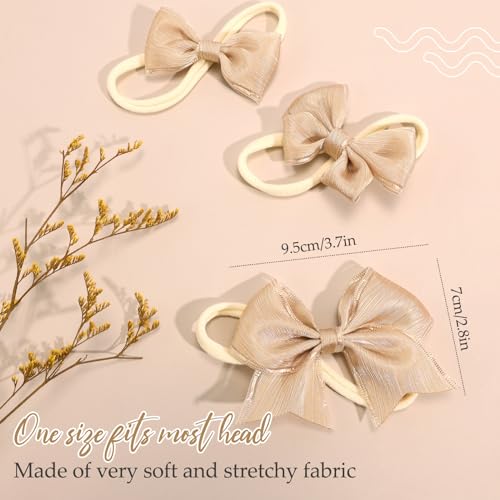 3PCS Baby Girl Bows Stretchy Headbands for Newborn Toddler