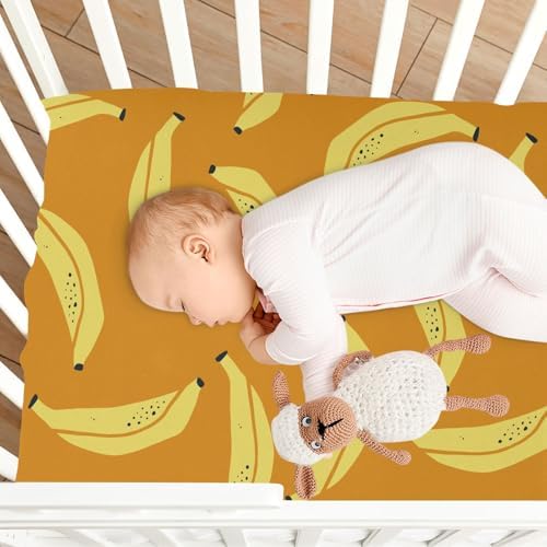 Tropical Banana Doodle Crib Sheets for Baby Toddlers