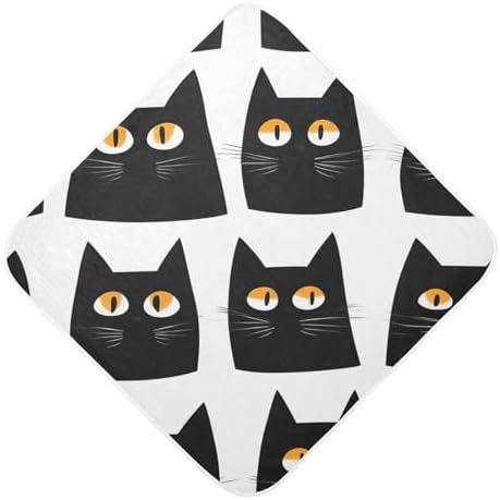 Doodle Cute Black Cat Baby Bath Towel 35x35 Inches