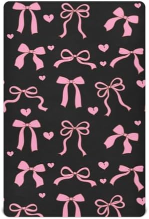 KICPOAY Bows Hearts Crib Sheets for Baby Toddler