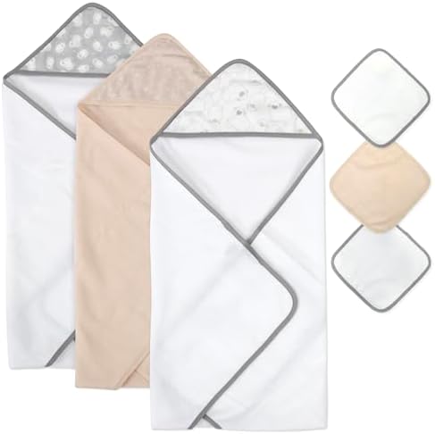 Baby Essentials 6-Piece Hooded Towel Set with Washcloths