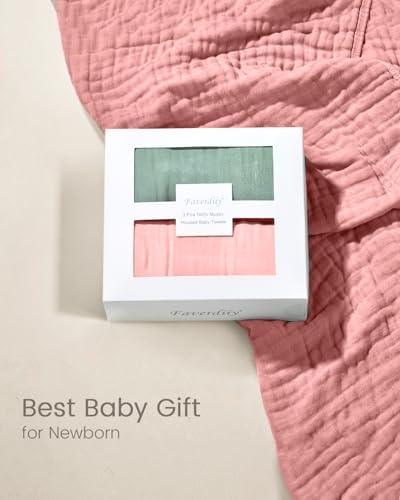 FAVERDIIY Hooded Baby Towels 35x35 Inch 2 Pack Dusty Pink Beige