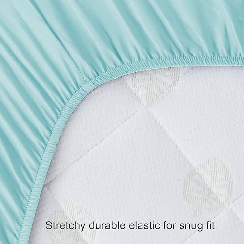 Biloban Crib Sheets 2 Pack 52X28 Fit Standard Crib Mattress Neutral Pink Aqua