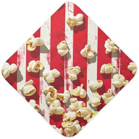 PaChyLuu Popcorn on Red Stripe Baby Hooded Towel 35x35 Inch