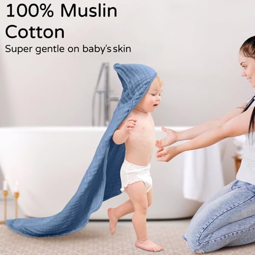 Yoofoss Hooded Baby Towel Dark Blue 32x32 Inch
