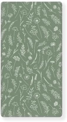 Wildflowers Meadow Fitted Crib Sheet 28x52 Green Sage