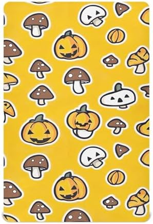 Qilmy Halloween Pumpkin Crib Sheet Soft Breathable for Baby Beds