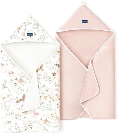 GRSSDER 2 Pack Baby Hooded Towels for Newborn