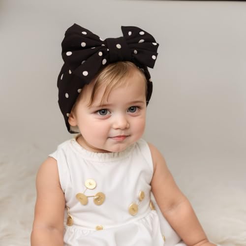 Kenjudess Stretchy Baby Girls Headband with Polka Dots