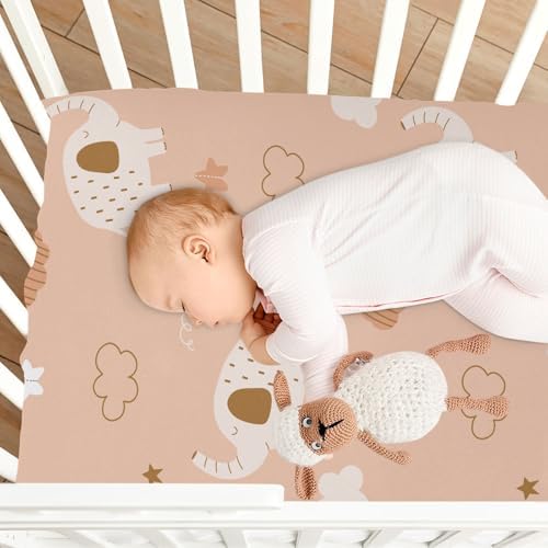 Elephant Cloud Star Orange Crib Sheets for Baby Toddler