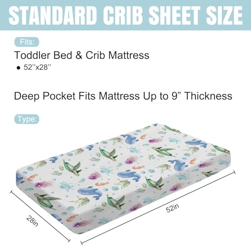 Cute Sea Animals Crib Sheets 52x28