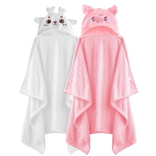 Fubanray Toddler Bath Towel with Hood 2-Pack 1