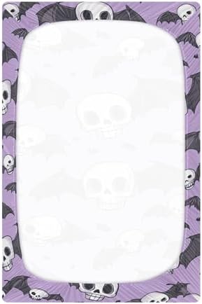Qilmy Bats and Skulls Crib Sheet Soft Breathable Baby Bedding
