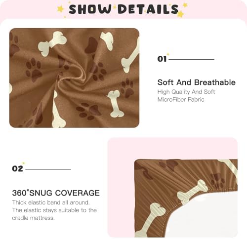 White Bones Footprint Brown Crib Sheets for Baby Toddlers