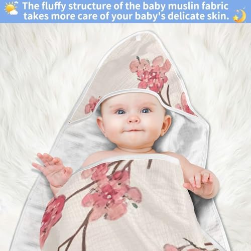 PaChyLuu Small Flowers Baby Hooded Towel 35x35 Inch