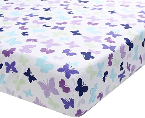 4 PC Butterfly Crib Bedding Set for Baby Girls Purple