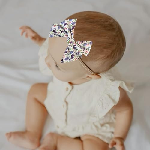 10pcs Soft Nylon Baby Bow Headbands Handmade for Newborns and Toddlers