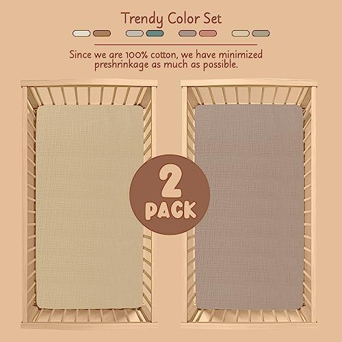 COSMOPLUS Muslin Crib Sheets 2 Pack Neutral Boho