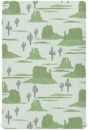 Western Desert Cactus Green Crib Sheets for Baby Toddler