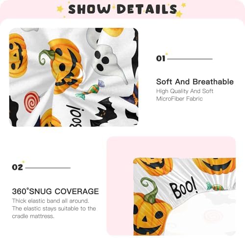 Qilmy Halloween Pumpkins Fitted Crib Sheet for Baby