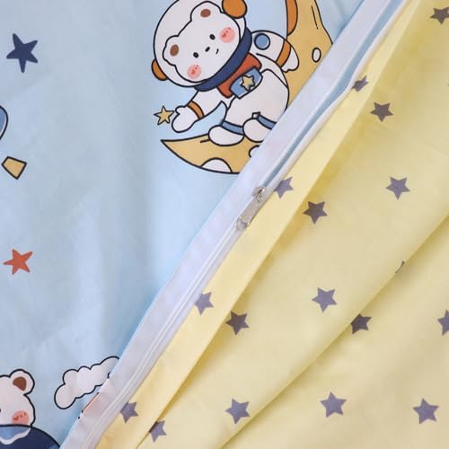 100 Cotton Crib Bedding Set Blue 3 Pcs for Baby Boys Girls