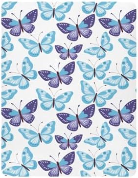 KICPOAY Blue Purple Butterfly Crib Sheets
