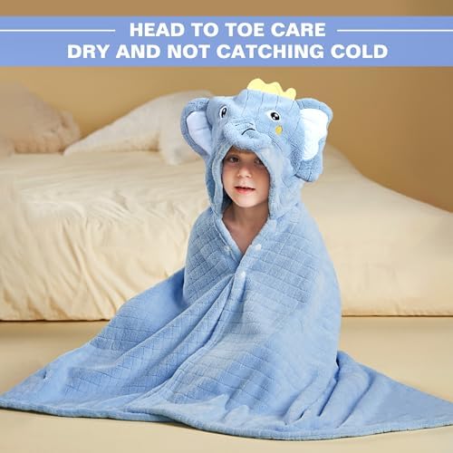 INSPEAUTY Toddler Hooded Bath Towels 2-Pack 55x275 Coral Fleece