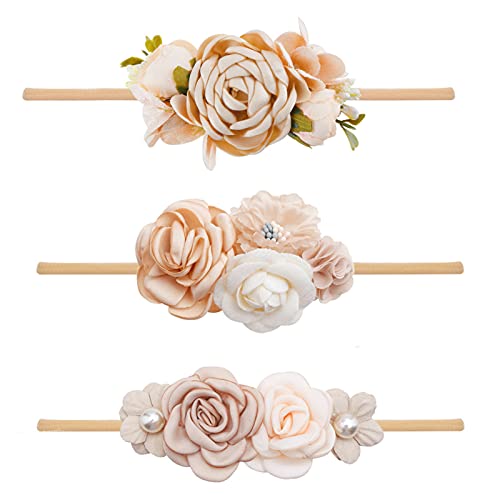 Baby Girl Headbands 3pcs Flower Crown Elastic Hairbands